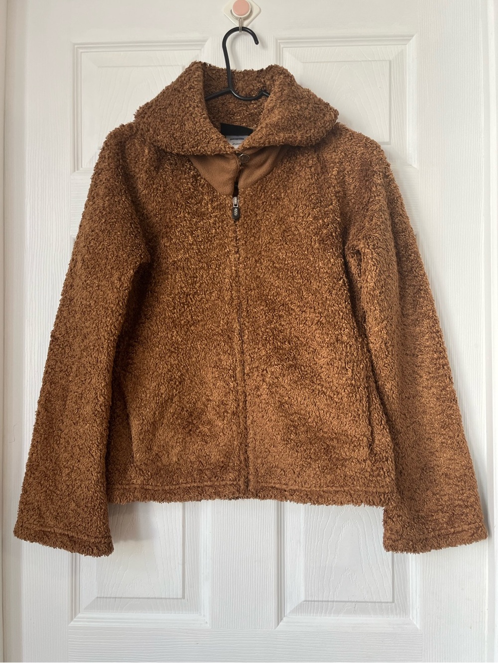 Patagonia Synchilla brown Fleece shawl Curly-Q zip Cardigan Jacket size S